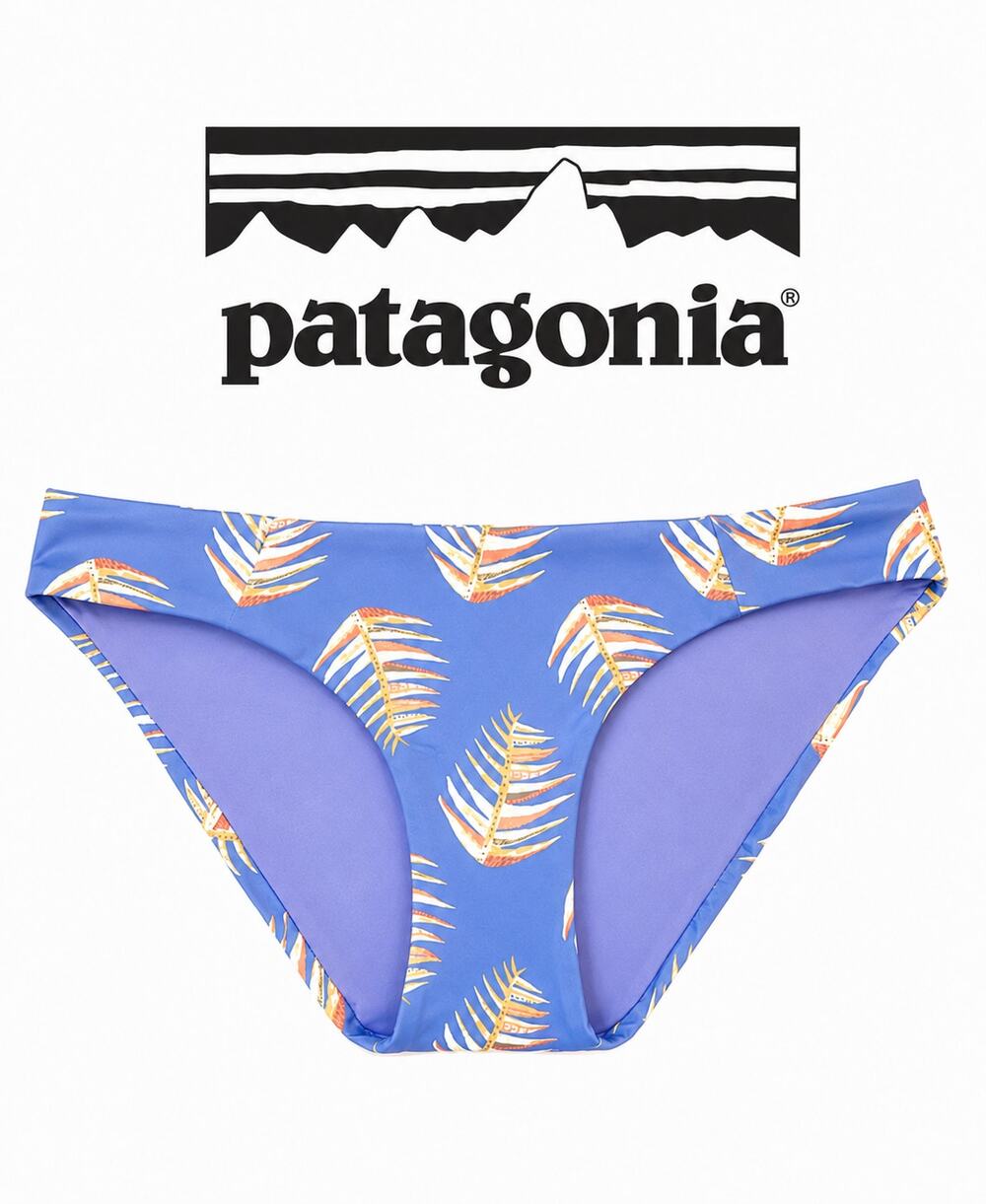 PATAGONIA Sunamee Bikini Bottoms Palm Of My Heart Purple Blue Swim NWT Medium